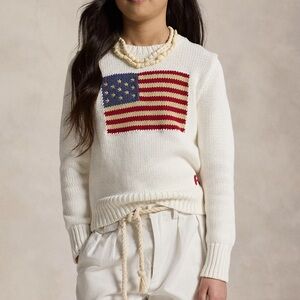 Polo Ralph Lauren Flag Cotton Crewneck Jumper Sweater Pullover size 6